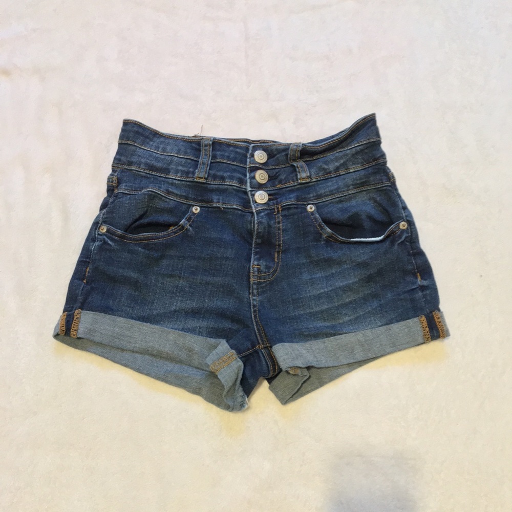 3 button jean shorts
